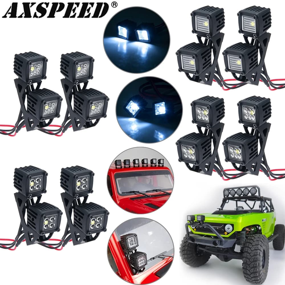 AXSPEED Luce sul tetto Portapacchi Luci laterali Faretto a LED per 1/10 1/18 1/24 RC Auto Axial SCX10 SCX24 TRX4M TRX4 TRX6