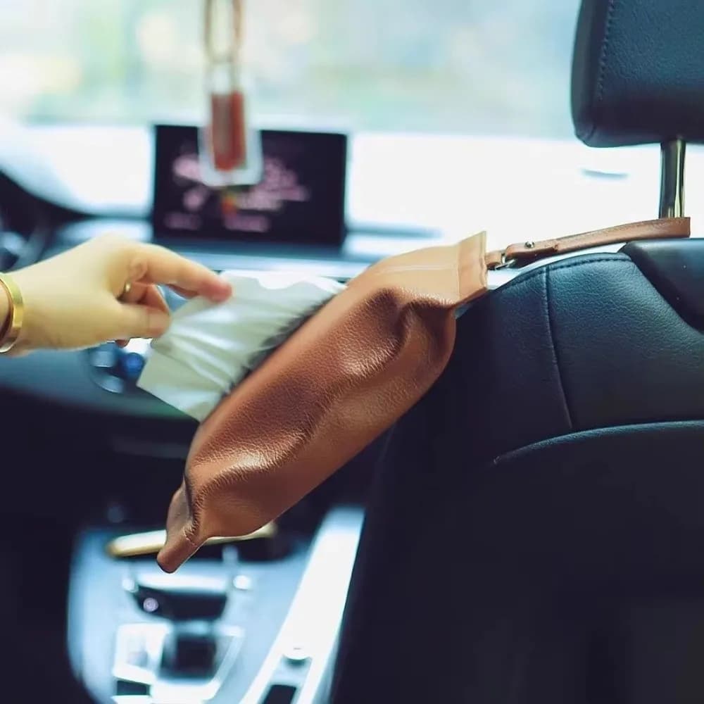 Premium Mounted Design Face Towel Storage Bag Car Interior Multi-Function Car Tissue Box Wall-mounted Tissue Cover Car Seat Area