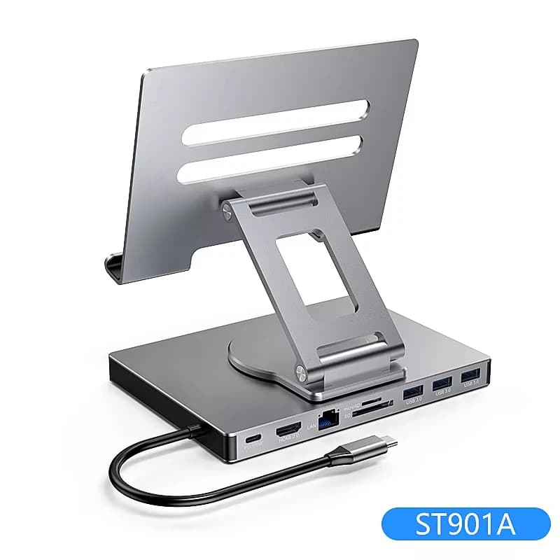 Per Tablet Docking Station USB-C Pieghevole 4K 60Hz Porta HDMI Porta di ricarica PD Lettore di schede SD/TF 3 porte USB 3.0 IPad Pro Dock