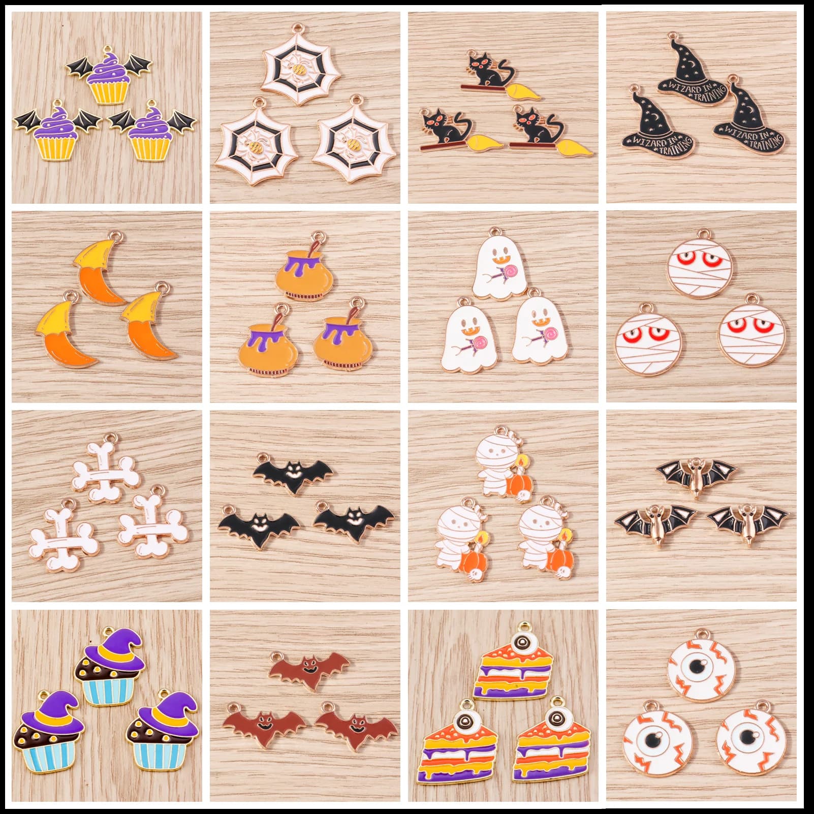 Tusember 10 pezzi fai da te Halloween fantasma scheletro pipistrello ragno ciondoli per bracciale collana fatti a mano pendenti di Halloween creazione di gioielli