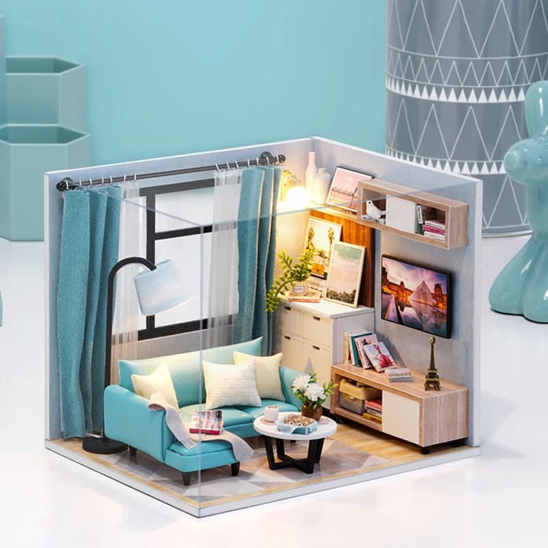 Mini casa delle bambole fai da te fatto a mano Puzzle 3D assemblaggio modello di costruzione giocattoli decorazione della camera da letto di casa con mobili artigianato in legno regali