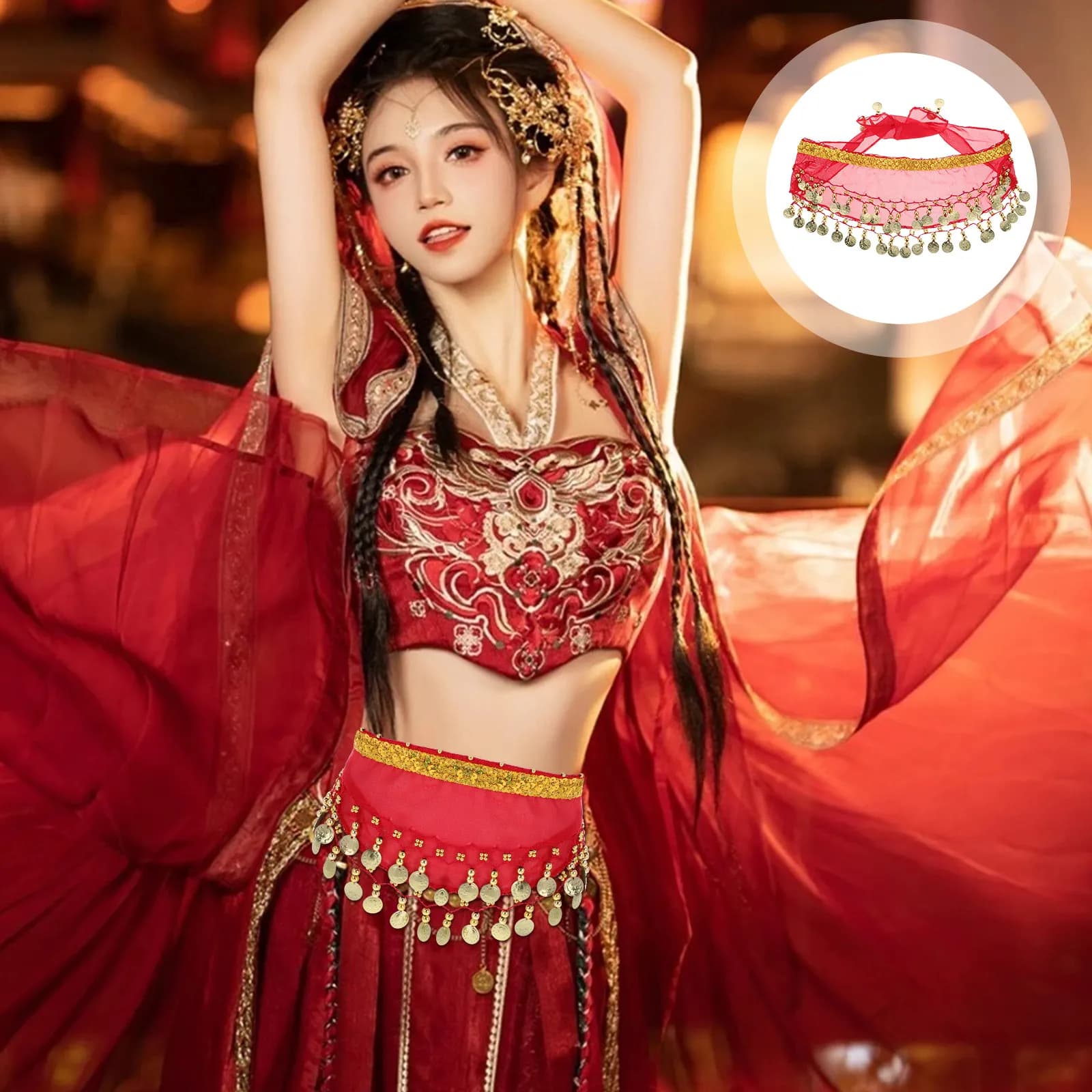 Belly Dancer Scarf Kids Dance Costume Soft Comfortable Material Easy to Tie Versatile Use for Performances Practice