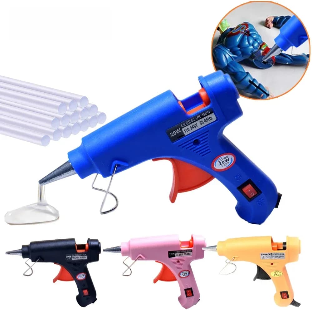 Pistola per colla a caldo da 20 W con stick di colla per cera sigillante Pistole industriali fai-da-te per uso domestico Temperatura di calore Strumento di riparazione termoelettrica