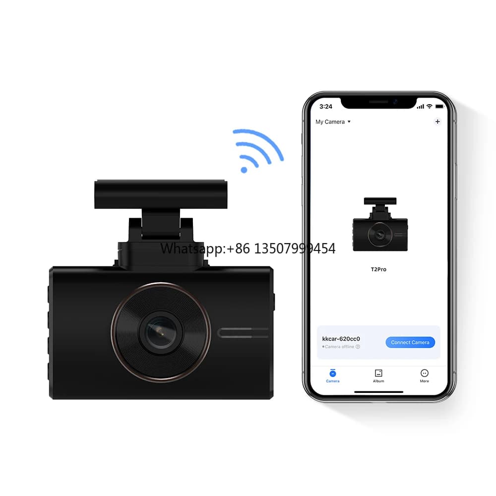 Dash Cam T2 3.0 Inch 4K WiFi with Double LCD Camera Waterproof Night Vision EDR DVR Recorder for Auto