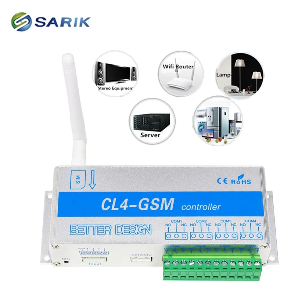 Relè a 4 canali CL4-GSM SMS GSM APP Controller wireless Ricevitore GSM e interruttore Operatore apriporta per allarme domestico Securit