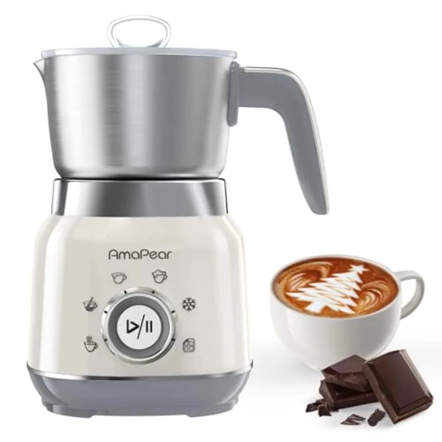 Montalatte e Vaporizzatore 6 in 1, Schiumatore Elettrico per Caffè 16.9oz/500ml, Scaldalatte per Latte Macchiato, Cappuccino, Cioccolata Calda
