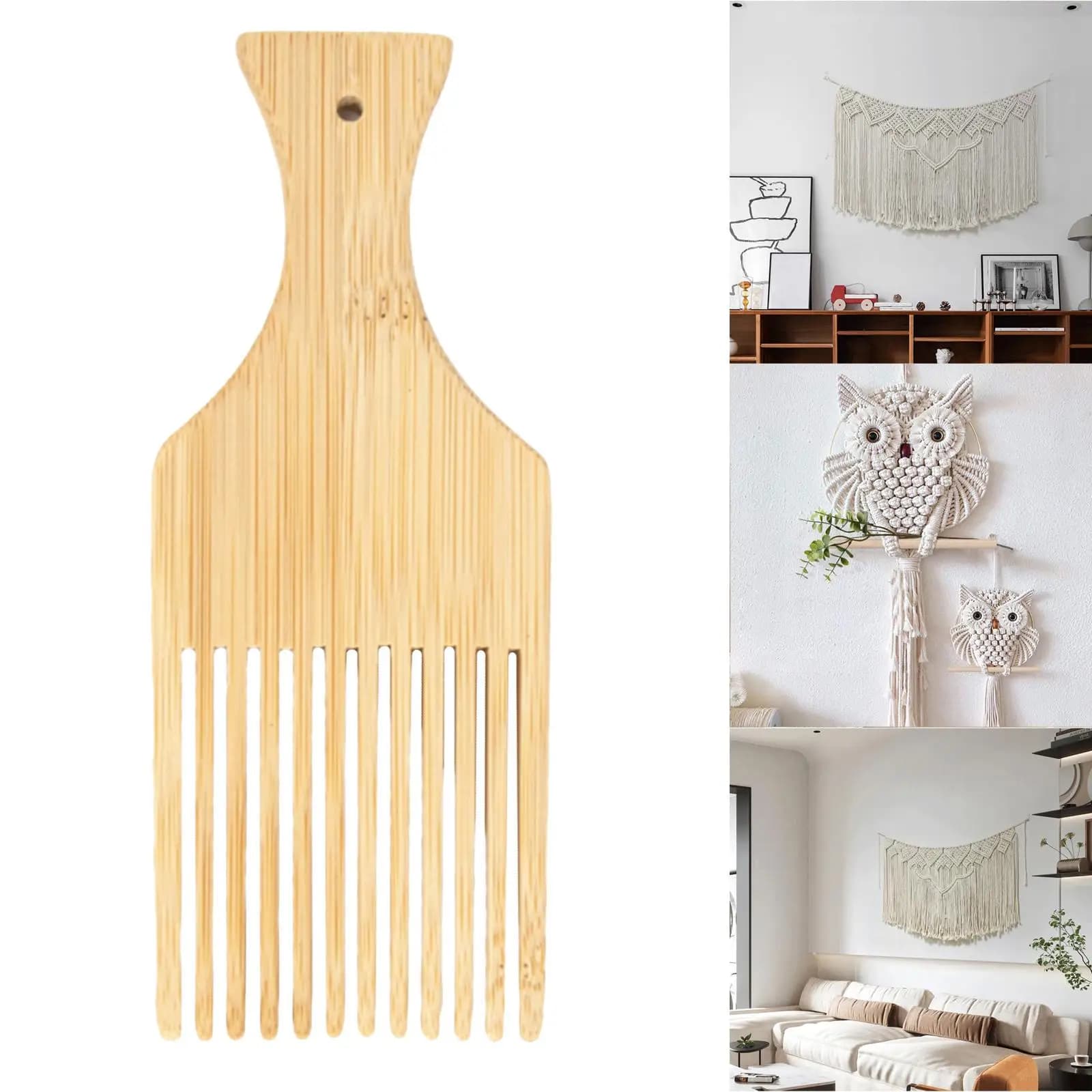 Wood Weaving Loom Comb Detangling DIY Handweaving Needlework Braided Tool