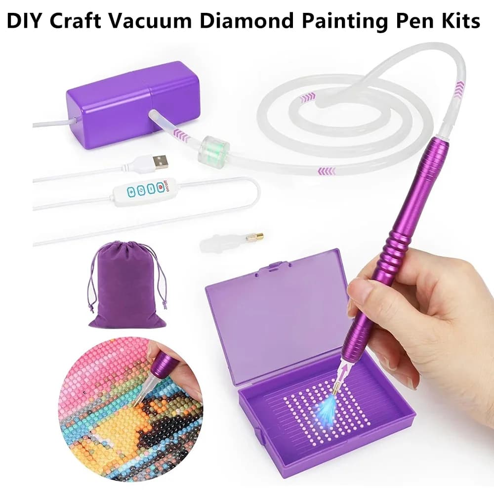 Penna elettrica per pittura artistica con diamanti Piastre per perline artigianali fai-da-te Dispositivo di aspirazione USB Strumento per trapano a punta 3/6 punte per punte con custodia