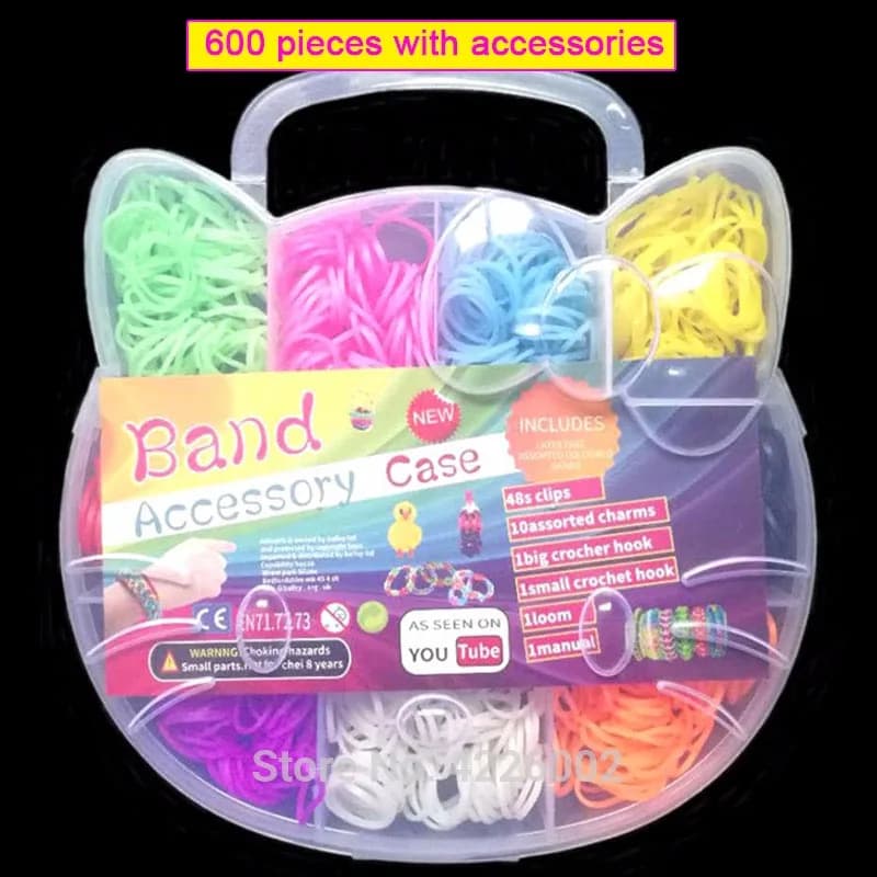 Colorful Rubber Bands Loom Elastic DIY Set Box Girls Gift Weaving Bracelet Tool Kit Kids Arts Crafts Toys Children 7 8 10 Years