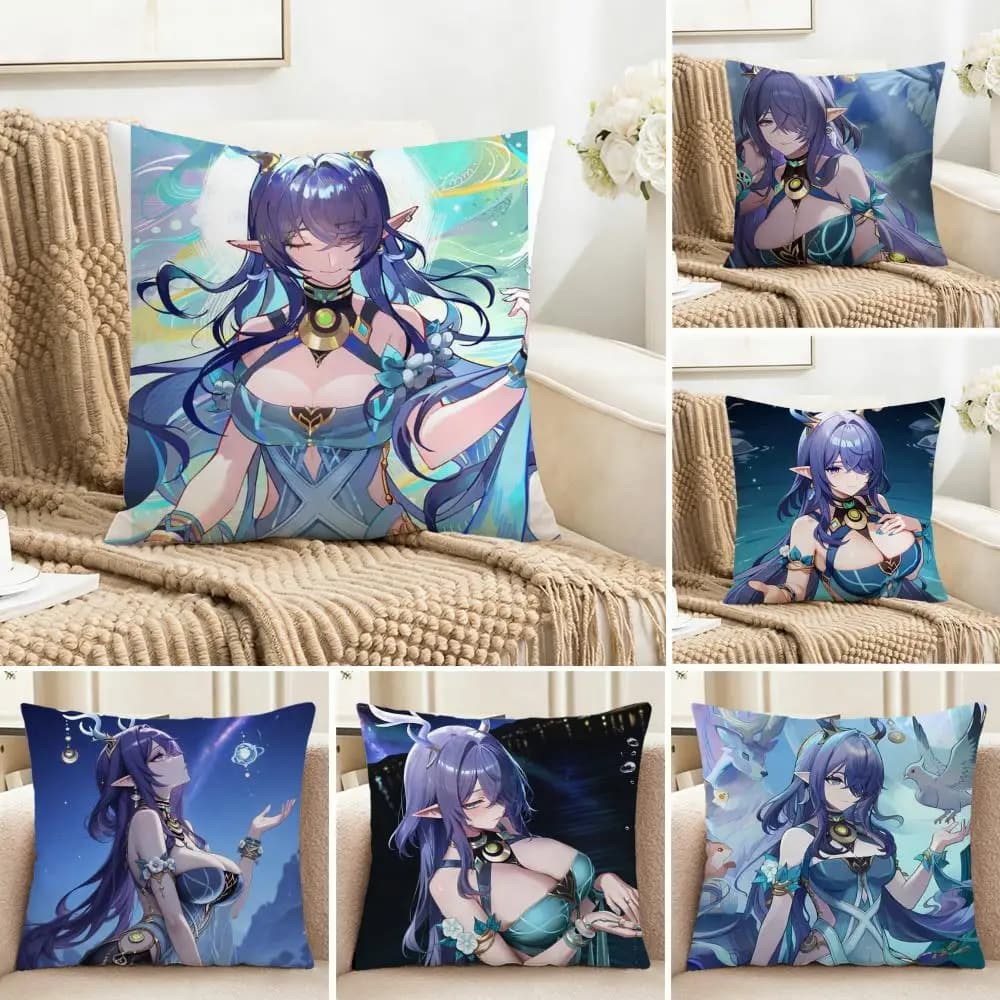 game popular G-Genshin Impact Cushion Cover Washable Linen-Look for Daily Sofa Home Household Room Decor