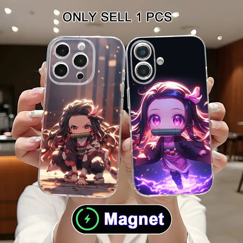 Custodia per telefono Blade Extinction Nezuko per iPhone 17 16 15 14 13 12 11 Air Pro Max Plus Mini in TPU morbido trasparente con magnete