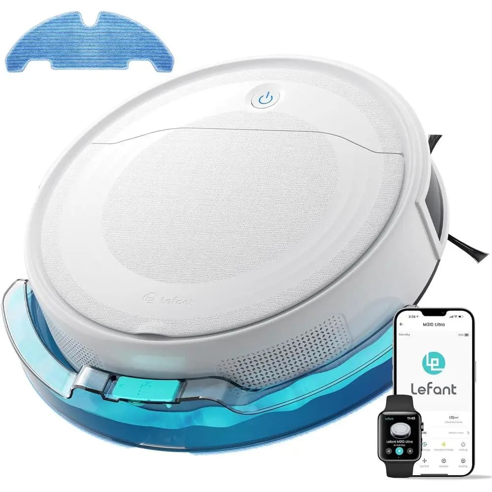 Robot Vacuum Cleaner and Washing Machine M310 Ultra, 6000Pa Intake, Subtle Robotic Cleaner with Navigation Li, Precise Avoidance of Obstacles, Wii/App Control