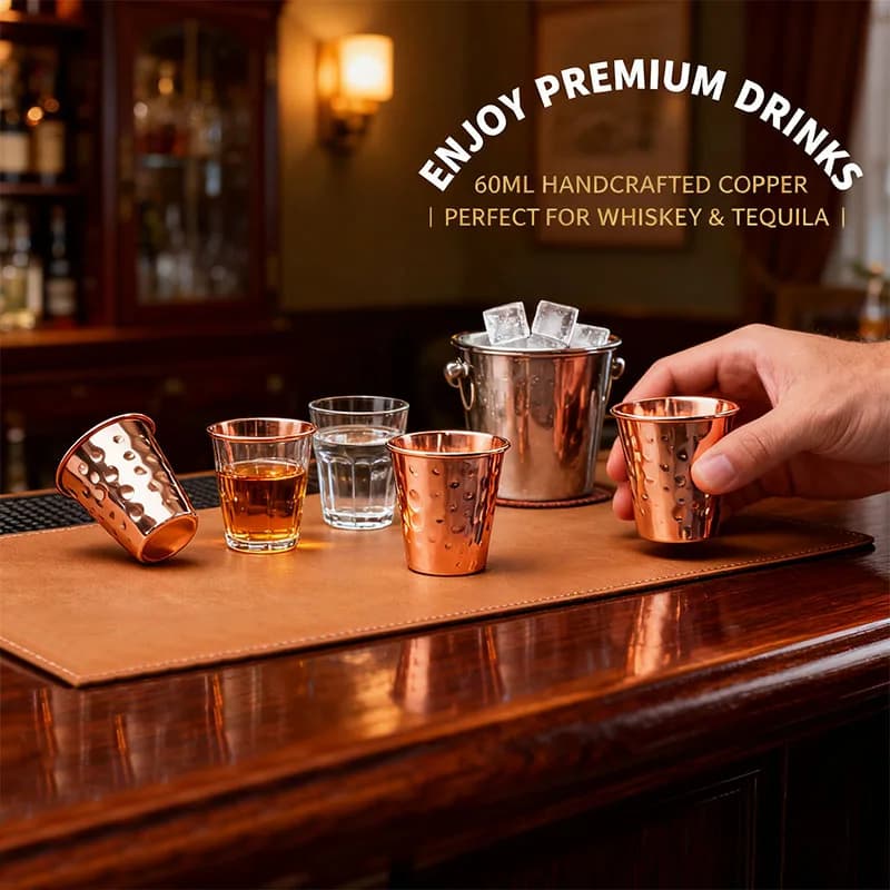 Nuove tazze di rame al 100% puro solido Mosca Mule Tazze di rame PURO a forma di tazze da cocktail da 2 once Tazza di birra Tazza di latte Bicchieri