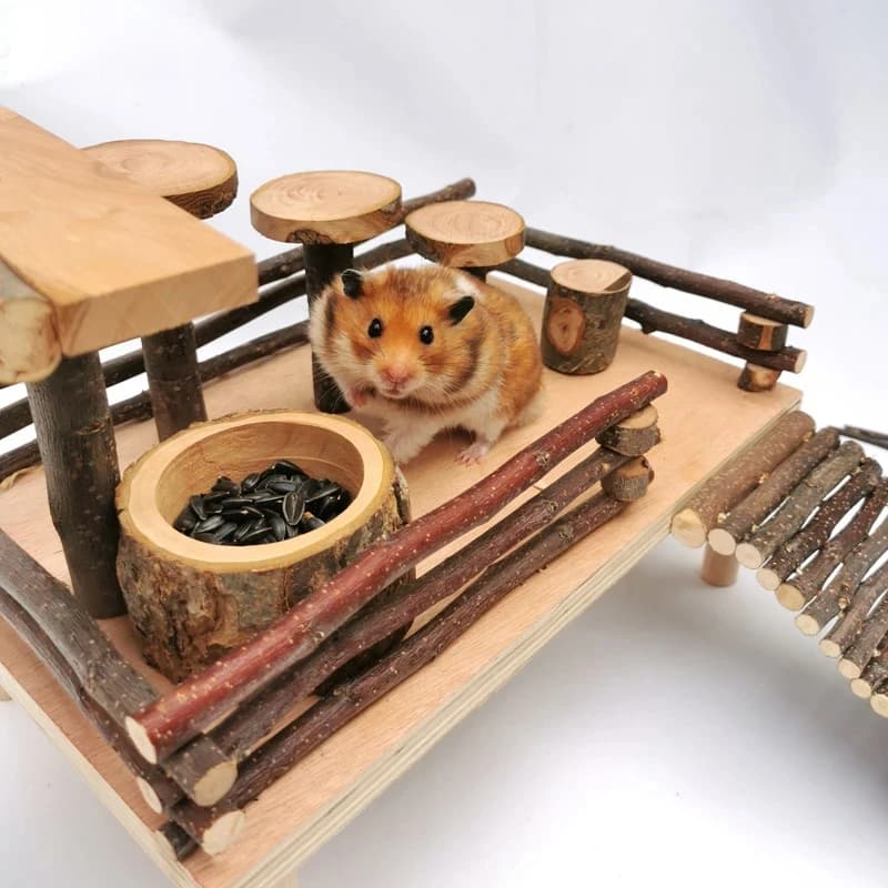 Ciotola in legno per piccoli criceti per animali domestici, mangiatoia per piccoli riccio, ciotola per cibo per l'acqua, forniture per animali domestici
