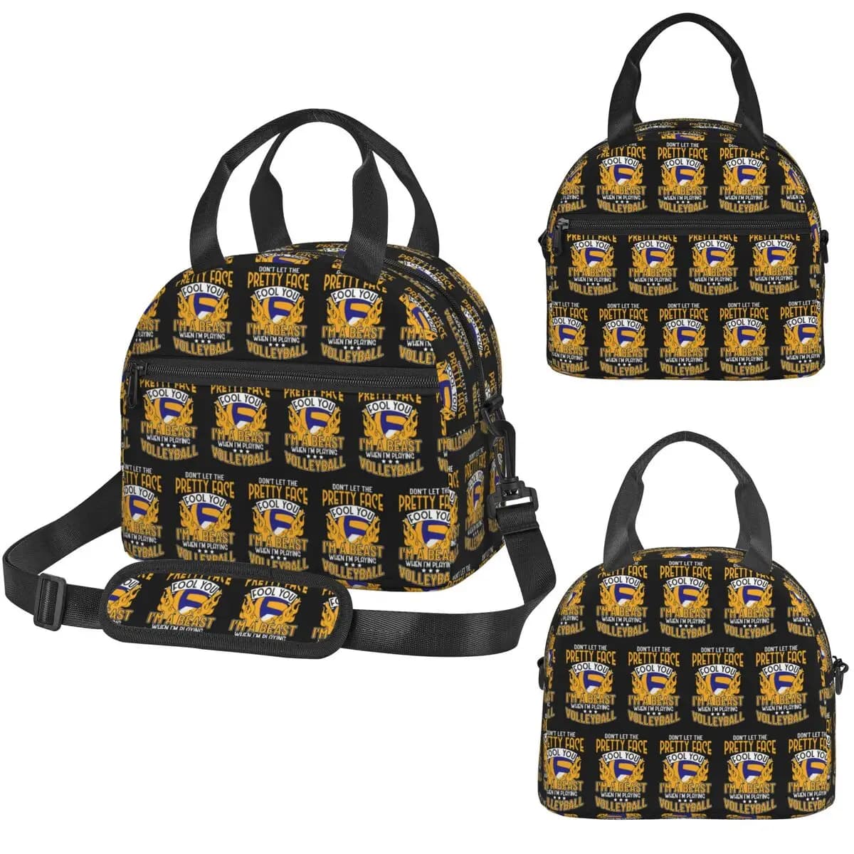 I'm A Beast When I'm Playing Volleyball Borsa termica per il pranzo per donne e bambini, contenitori portatili per alimenti, borsa termica per il pranzo