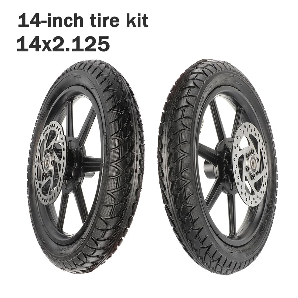 Kit di pneumatici per ruota anteriore da 14 pollici con disco freno da 140 mm per scooter elettrico pieghevole bicicletta elettrica 14x2.125 modello casuale di pneumatici
