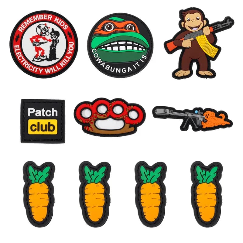 1 pezzo 3D Cartoon Funny Creative Monkey carota Hook and Loop Wacky Clothes Bag PVC Material Badge Patch
