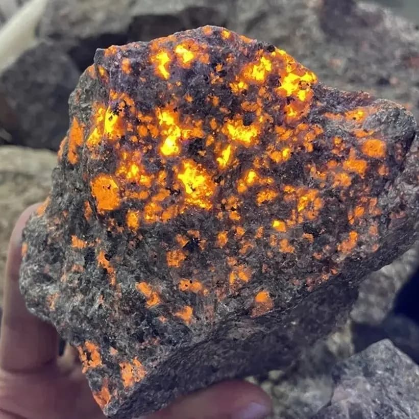 Yooperlites grezzi naturali Pietra di fiamma Pietra fluorescente Campioni di energia Reiki Diffusore Oli Pietra Decorazione della casa Decorazione in pietra