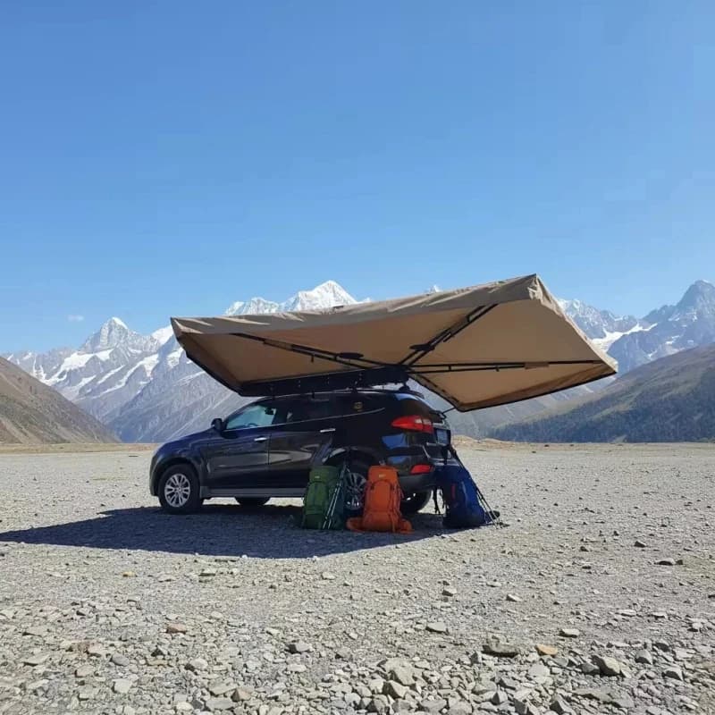 Hot Selling 0 0 Degree Speed Open Fan-Shaped Hardtop Outdoor Camping RV Tent With Ox Fric Four-Season Dou High Quality