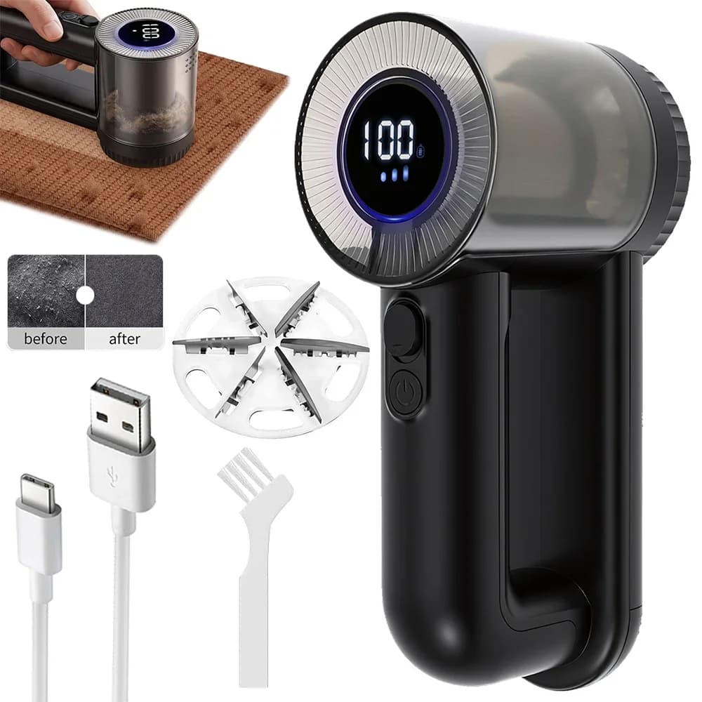 Fabric Shaver Electric Sweater Rechargeable 3 Speed Sweater Defuzzer with Smart LED Display and 200ml Dust Box Sweater Remover