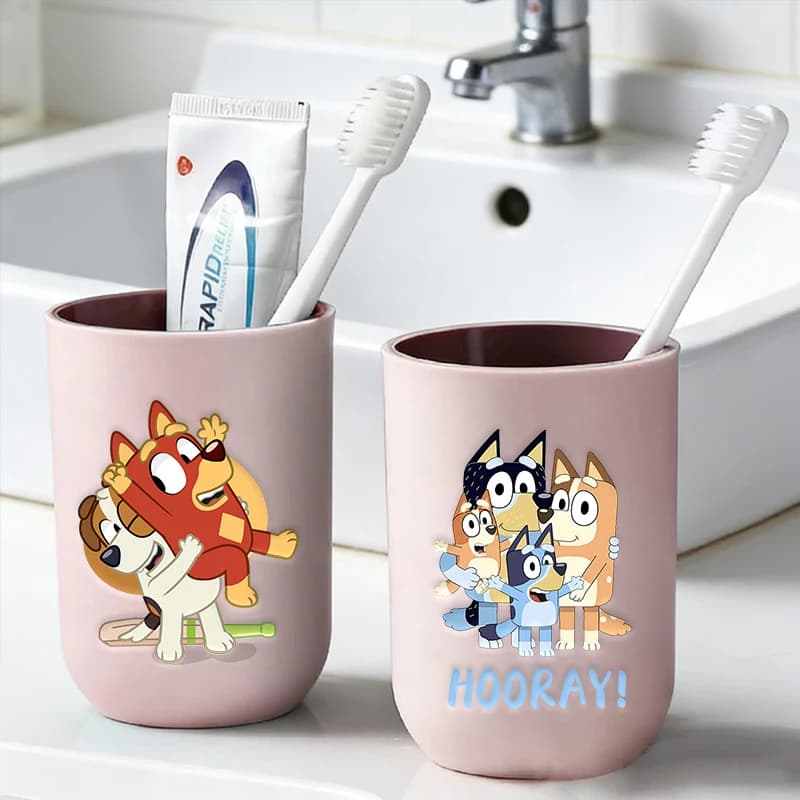 Tazza per Spazzolino da Denti per Bambini Blueys, Simpatiche Tazze per Risciacquo Bingo per Ragazzi e Ragazze, Bicchieri per Risciacquo Orale, Portaspazzolino da Bagno per Bambini ​