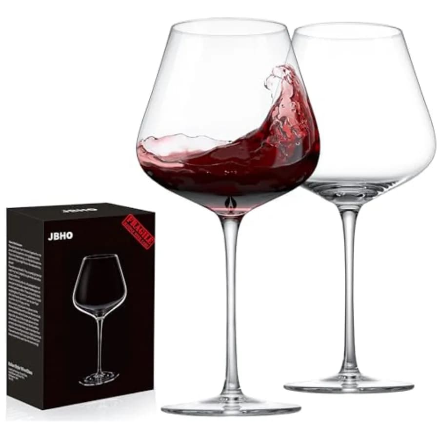 Bicchieri in Cristallo Soffiato a Mano Stile Italiano per Vino Borgogna - Vetro Cristallino Premium Senza Piombo - Set da 1 oz - Confezione Regalo per Ogni Occasione