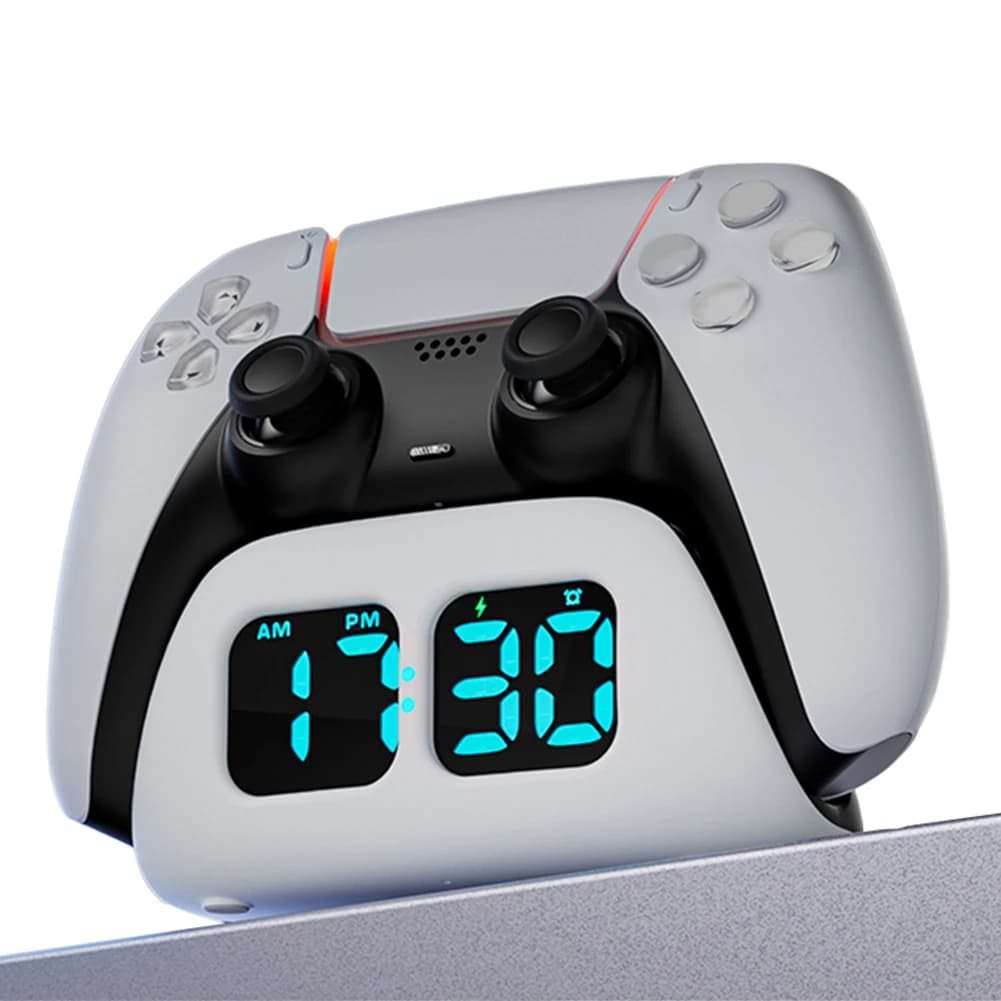 Base di Ricarica con Protezione da Sovraccarico e Orologio per Controller PS5 - Kit Accessori