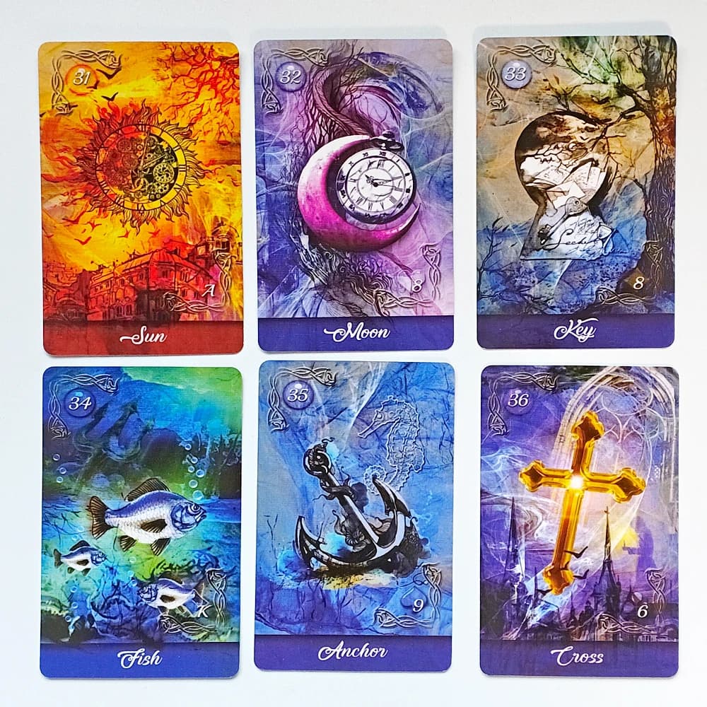 9*6 cm Specchio Verità Lenormand Mazzo Stampato su 350GSM Cartoncino Doppio Goffrato 36 Pezzi Affascinanti Carte Imagery Fractal