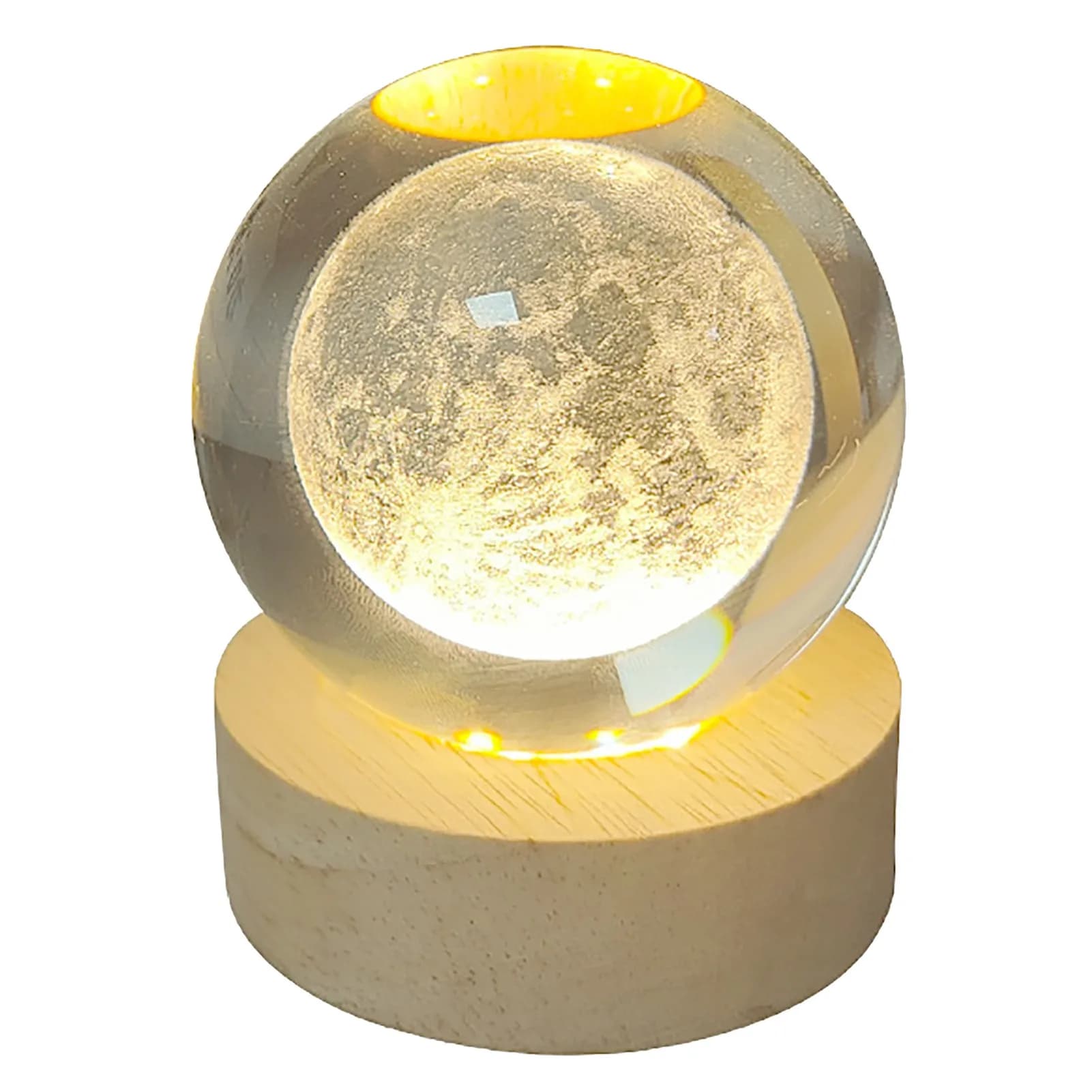 3D Moon Crystal Ball Lamp 1.5W USB Powered 3000K Warm Light Romantic Vibe Decorative Glass Ball Night Light for Home Dorm