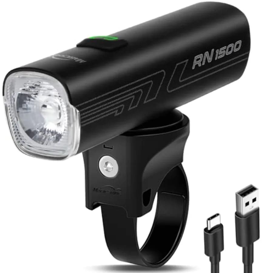 Luce per Bicicletta Intelligente RN1500 V2.0 1500 Lumen, Ricaricabile USB-C, Impermeabile IPX7, Luce Anteriore per Ciclismo su Strada, Urbano e Montagna