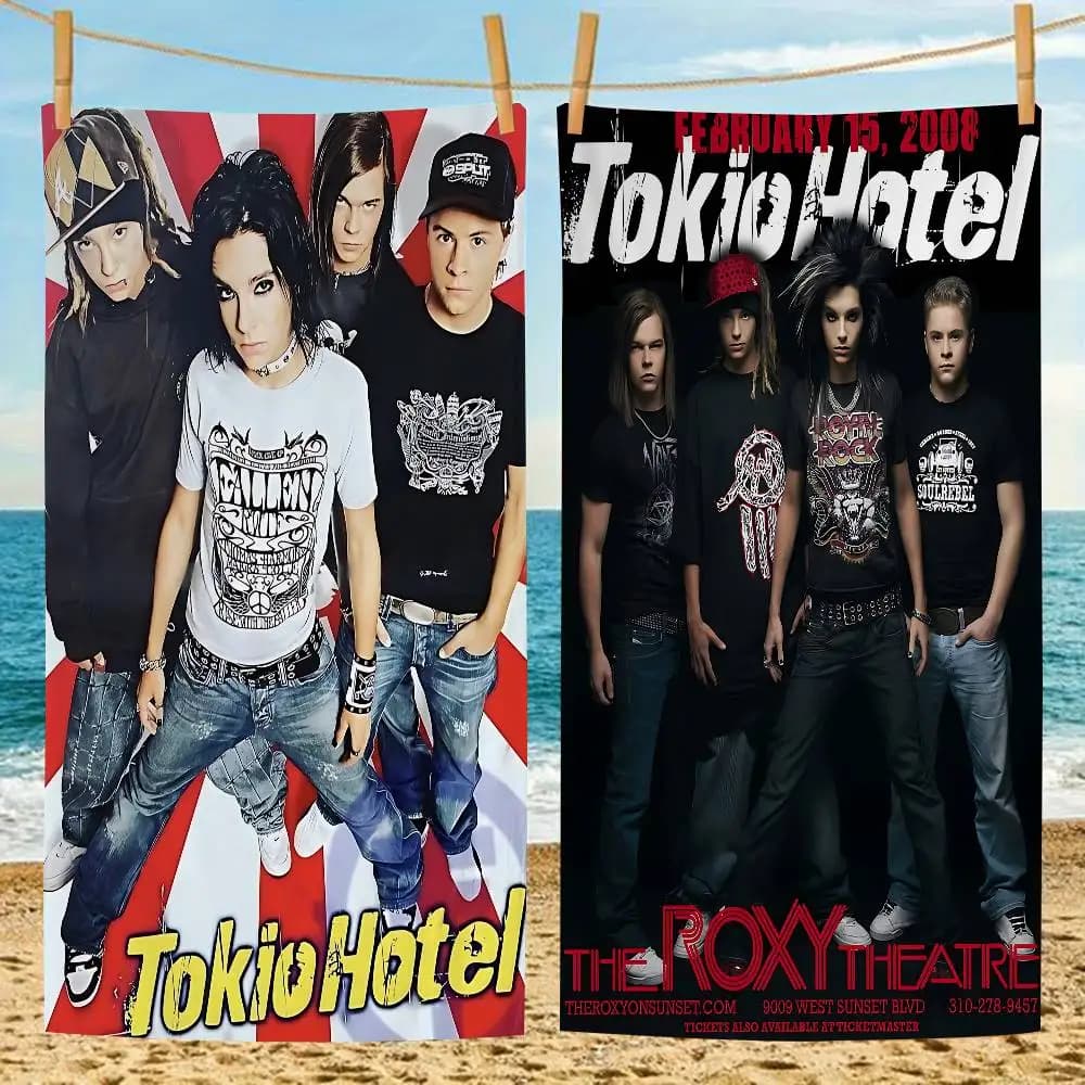 T-Tokio H-Hotel B-Band Asciugamano da spiaggia per anime, morbido e assorbente, regalo per bambini, per viaggi, campeggio, palestra