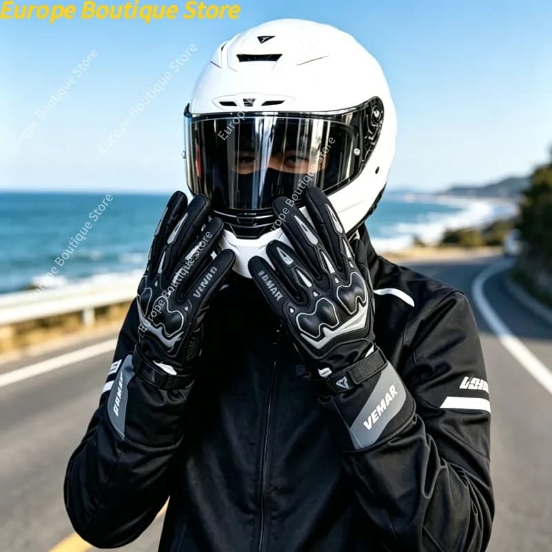 Guanti da Moto Invernali Antivento, Termici, Impermeabili, Antiurto per Uomo e Donna, Protezione dal Freddo per Viaggi