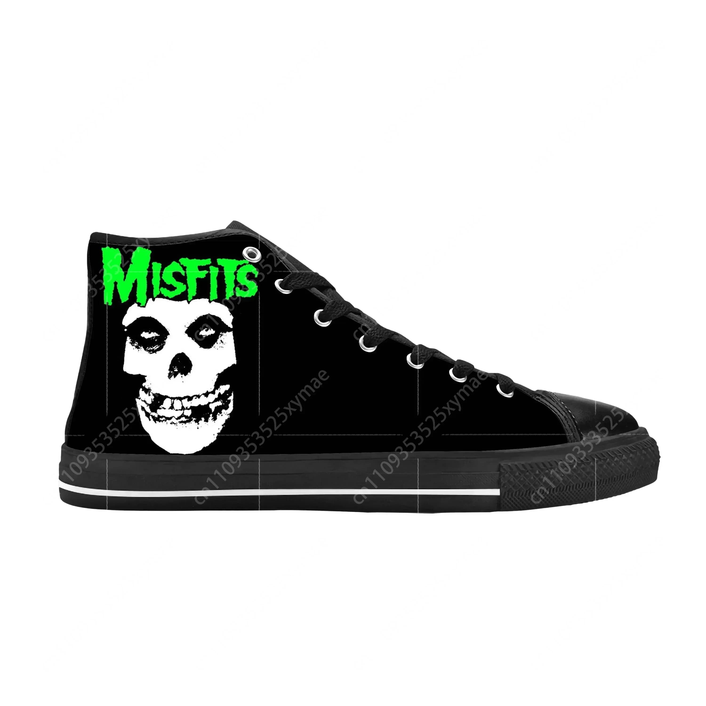 Scarpe Casual in Tessuto con Stampa 3D Hot Misfits Skull Skeleton Horror Rock Band, Sneakers Comode e Traspiranti per Uomo e Donna