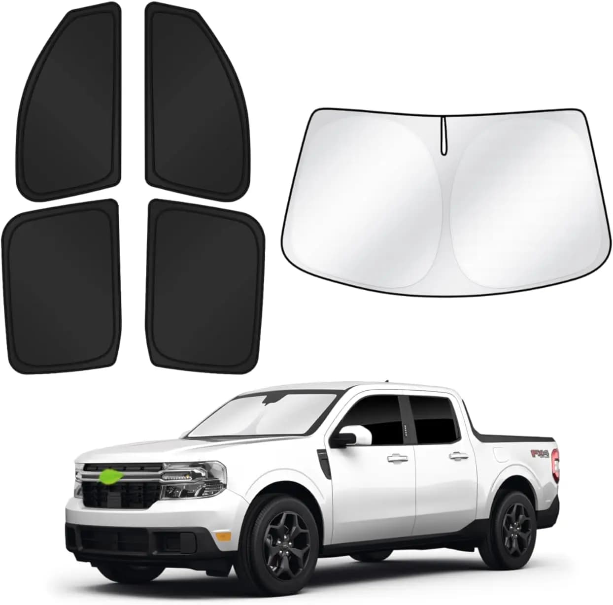 Parasole per Ford Maverick per Parabrezza e Finestrini, Set di 5 Coperture Nere per Privacy e Raffreddamento