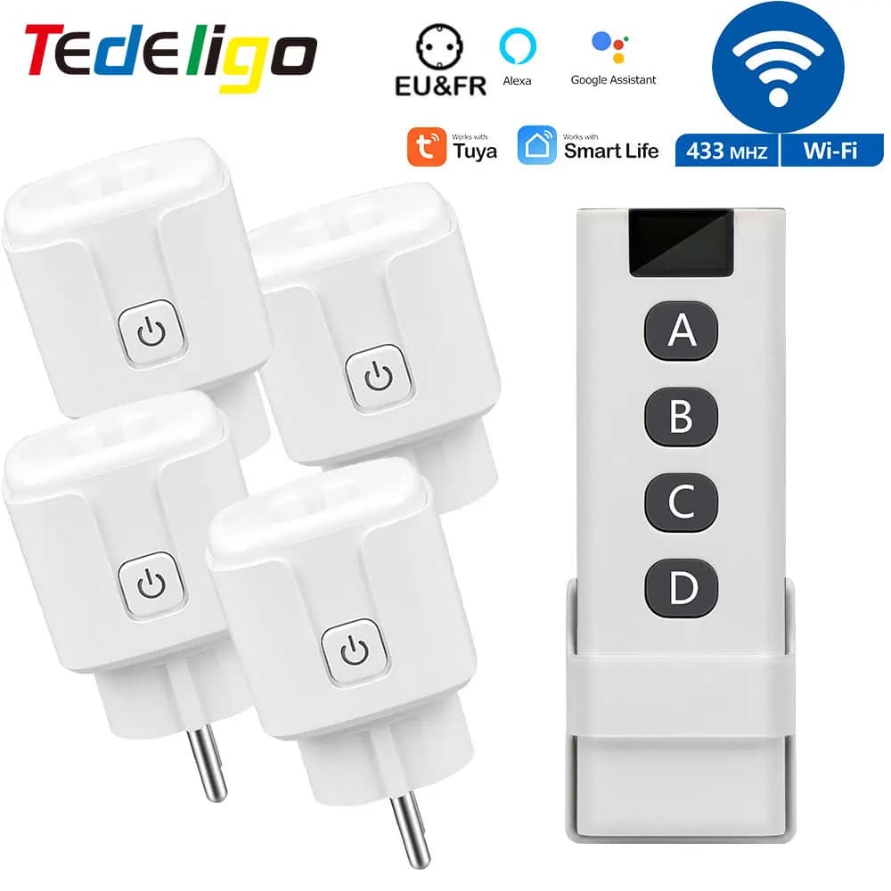 Nuova Presa Intelligente 16A 3000W con Controllo Remoto Wireless RF, Monitoraggio Consumo Energetico e Controllo Vocale, Compatibile con Alexa e Google (Standard EU)
