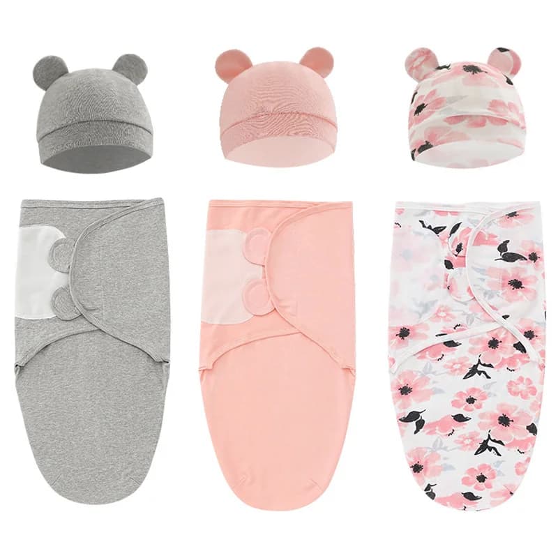 1/2 pcs cotton baby sleeping bag Swaddle covered wrap hat Newborn adjustable baby sleeping bag 0-6M