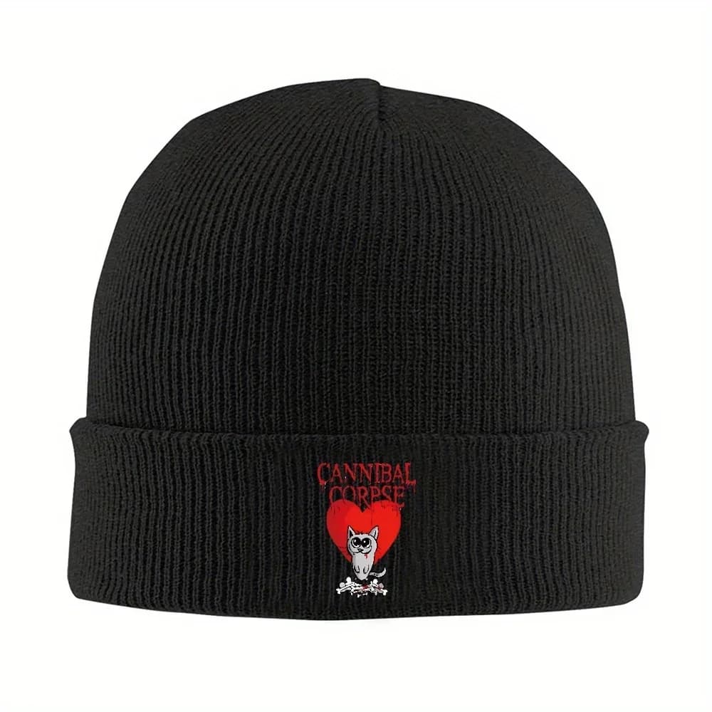 1pc Cannibal Corpse Cute Cat Knitted Hat Beanie Winter Hats Warm Hip-hop Death Metal Rock Band Caps Men Women Gifts