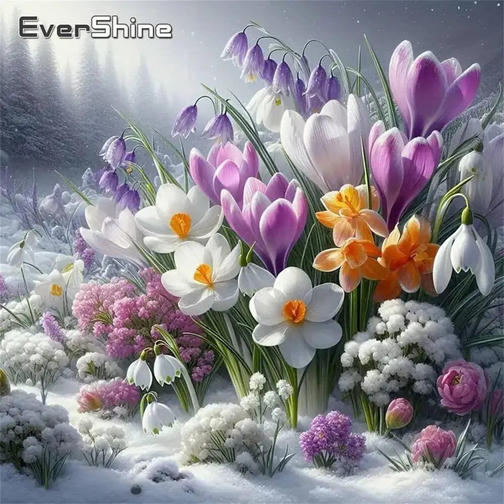 Evershine Flower Diamond Embroidery Winter Craft Kit Mosaic Landscape DIY Full Square Round Diamond Painting Handmade Gift