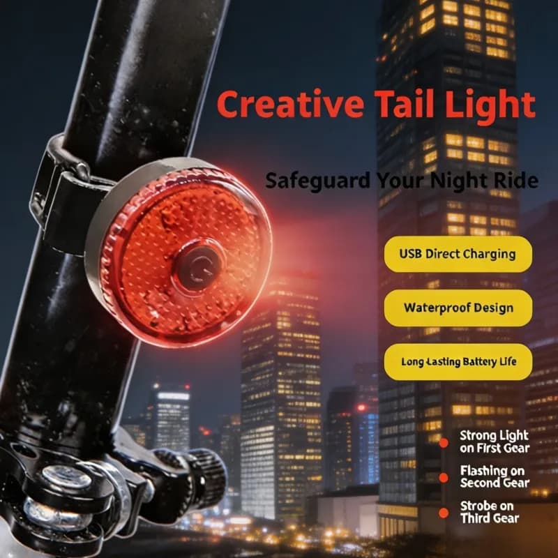USB Rechargeable Bike Tail Light Strap Mount LED Bicycle Rear Warning Lamp Portable Night Riding Safety Light for MTB Road Bike