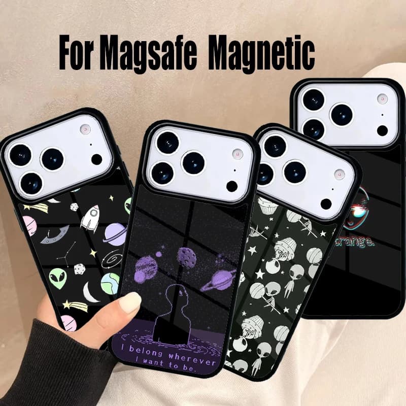 Cover per iPhone con estetica spaziale, compatibile con MagSafe Wireless Magnetic per iPhone 17 Air 16e 15 14 13 12 11 Pro Max Plus