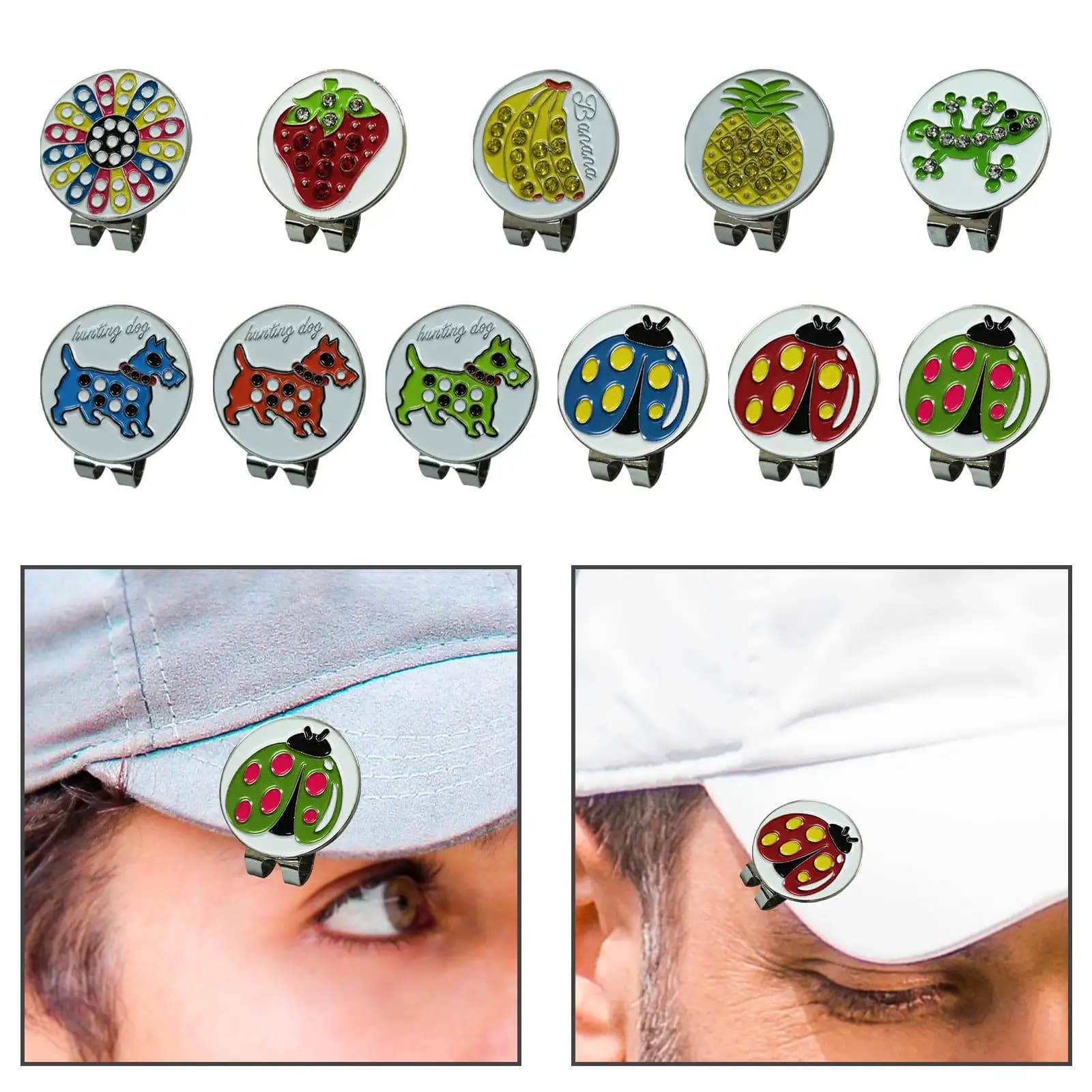Cartoon Golf Ball Marker Removable Holder Zinc Alloy Easy Use Versatile Hat Clip for Golfers Team Props