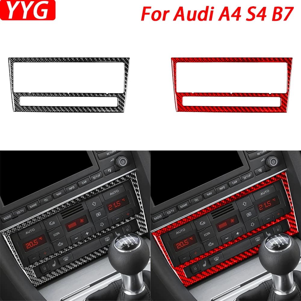 For Audi A4 S4 B7 2005-2008 In Central Carbon Fiber Air Control Conditioned AC Cover Panel Interior Accessories Auto Adhesive