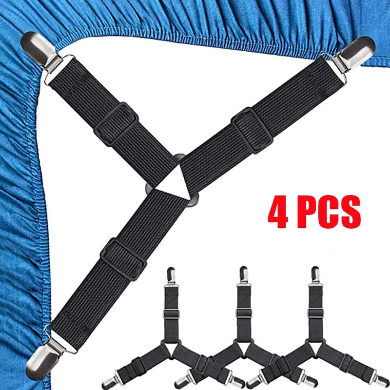 Universal Clips for Sheets, Cross Adjustable Elastic Fis, Anti-Slip Straps Kit for Covers