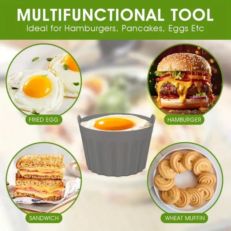 Set di 4 Stampi in Silicone per Friggitrice ad Aria, Teglie per Muffin, Stampi Antiaderenti per Uova e Cupcake, Facili da Sformare, Adatti per Microonde e Forno