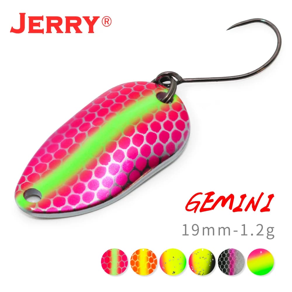 Jerry Gemini 1pc Spinning Fishing Micro cucchiai Area trota Wobble colori UV esche in metallo Glitters Bait Wholesale