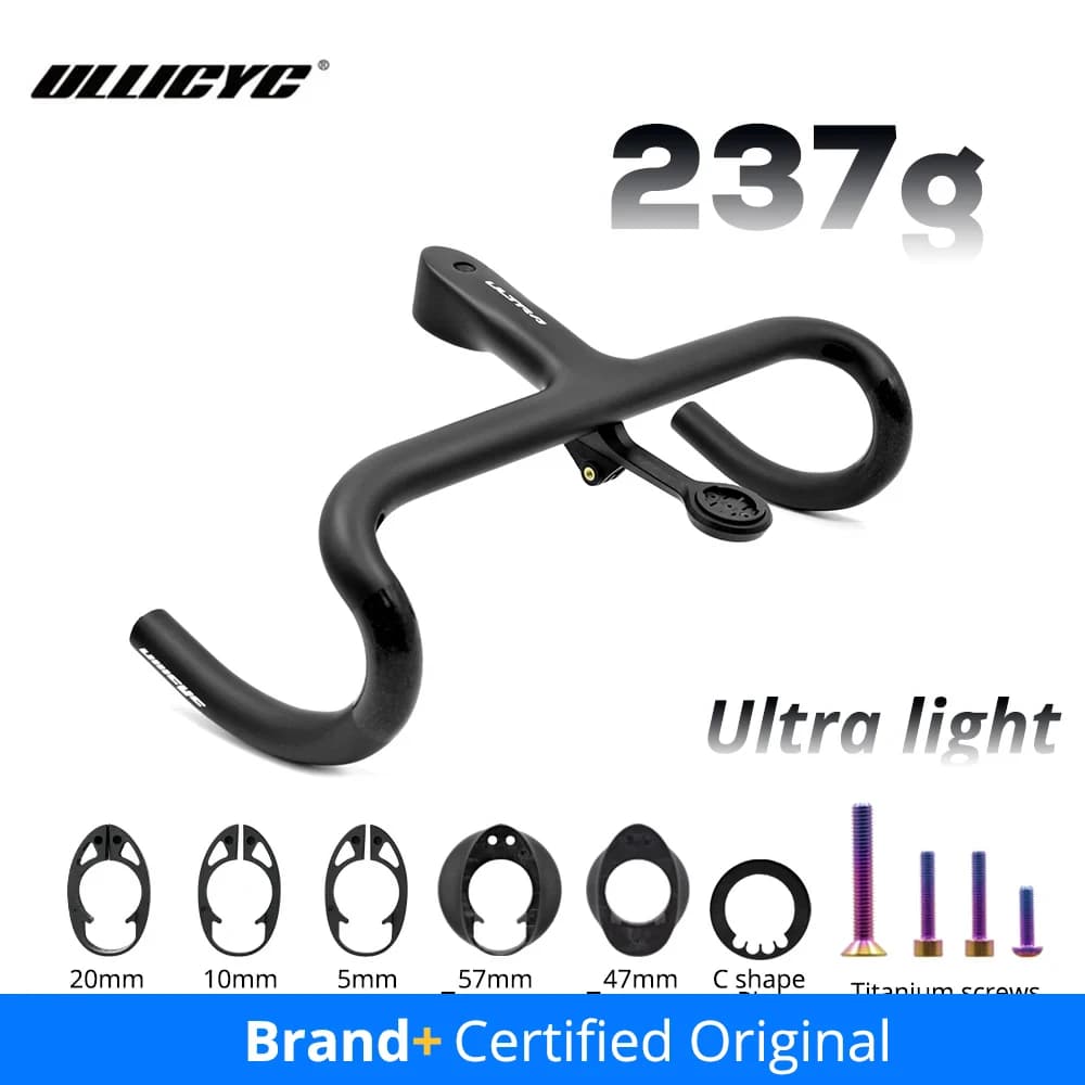 Cavo interno per bici da strada ULTRA Light 237g completamente in fibra di carbonio Cavalletto per manubrio per bicicletta integrato per 360mm-380mm con supporto