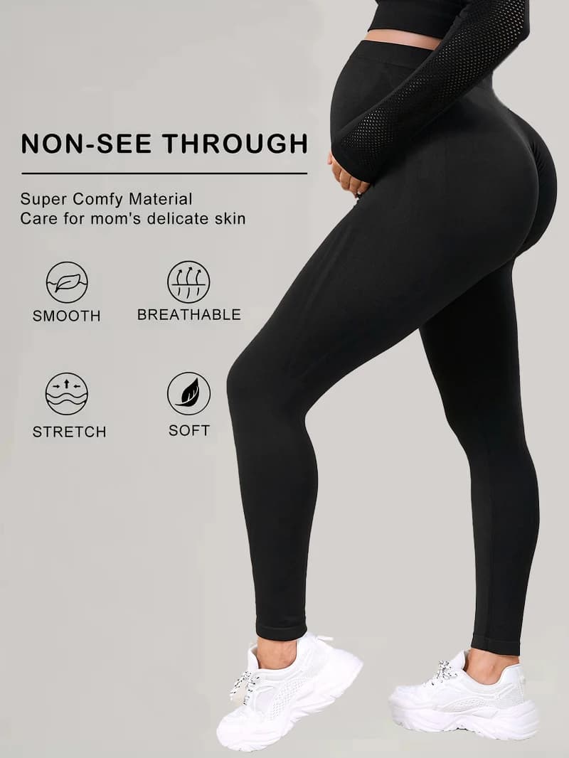 Women's Maternity Leggings with Pockets Over The Belly,Pregnancy Yoga Pants Activewear Workout Leggings