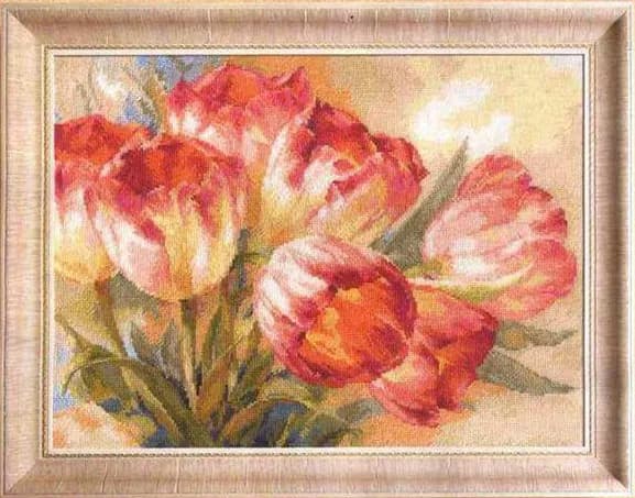 Tulipani Fiore Fiori Kit da cucito contato Kit punto croce 18CT 16CT 14CT Tela bianca Ricamo Ago fatto a mano fai da te Decorazioni per la casa