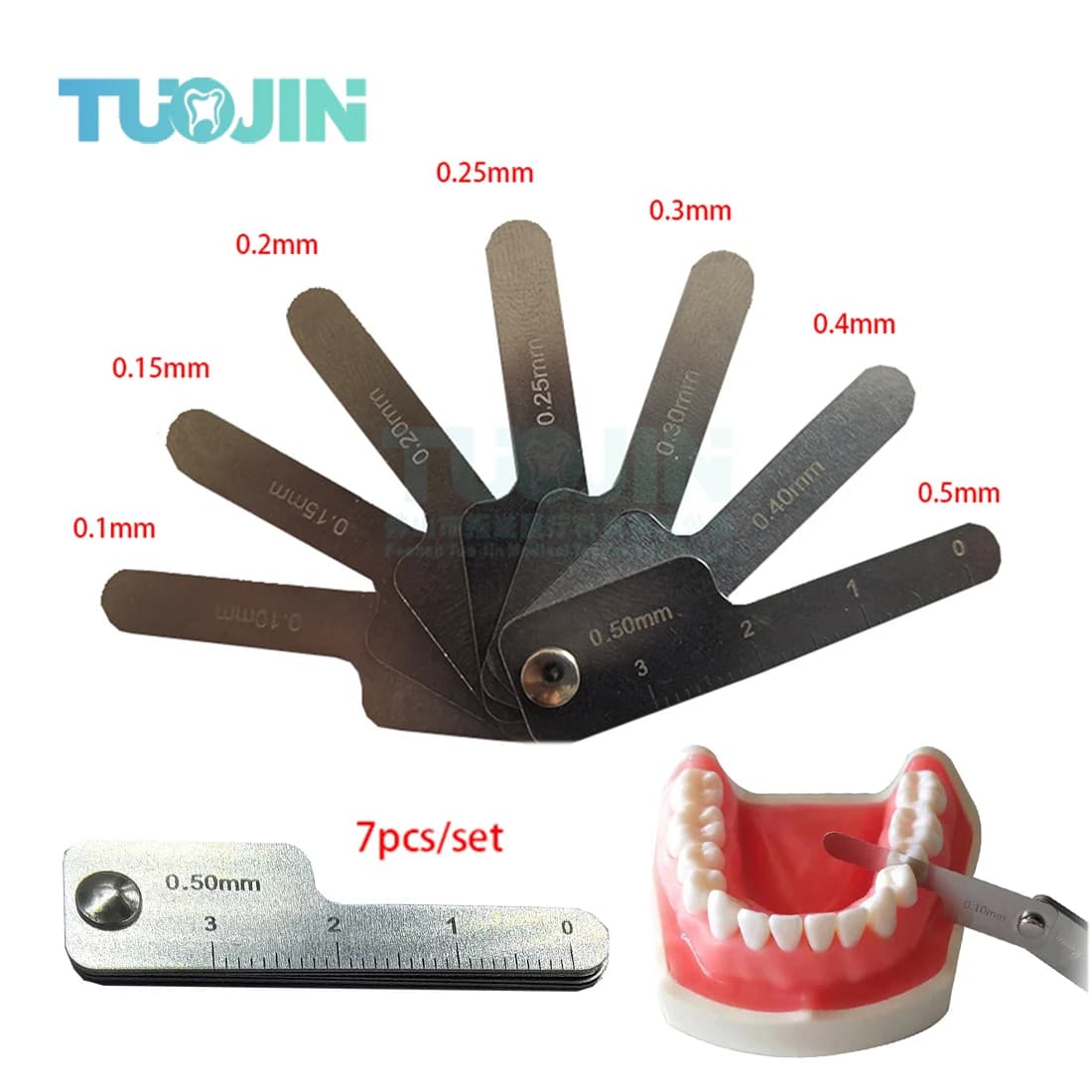 7 Pz/set Interproximal Dental Reduction Caliber Recession Orthodontic Treatment Tools 0.1-0.5 MM IPR Gap Tooth Measuring Alloy
