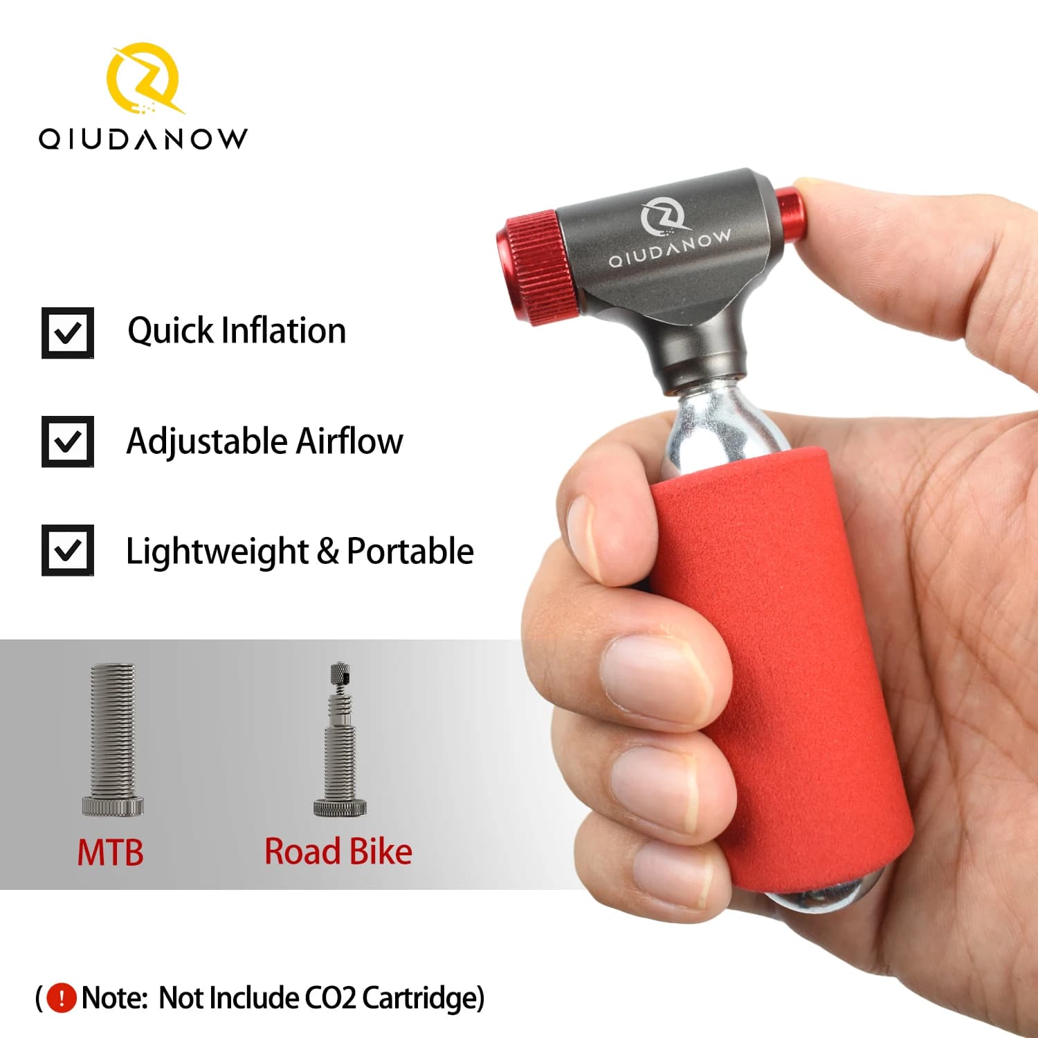Strumento per bici Gonfiatore CO2 Pompa per pneumatici per bicicletta compatibile con valvola Presta Schrader rapida e facile per mountain bike da strada Manicotto isolato